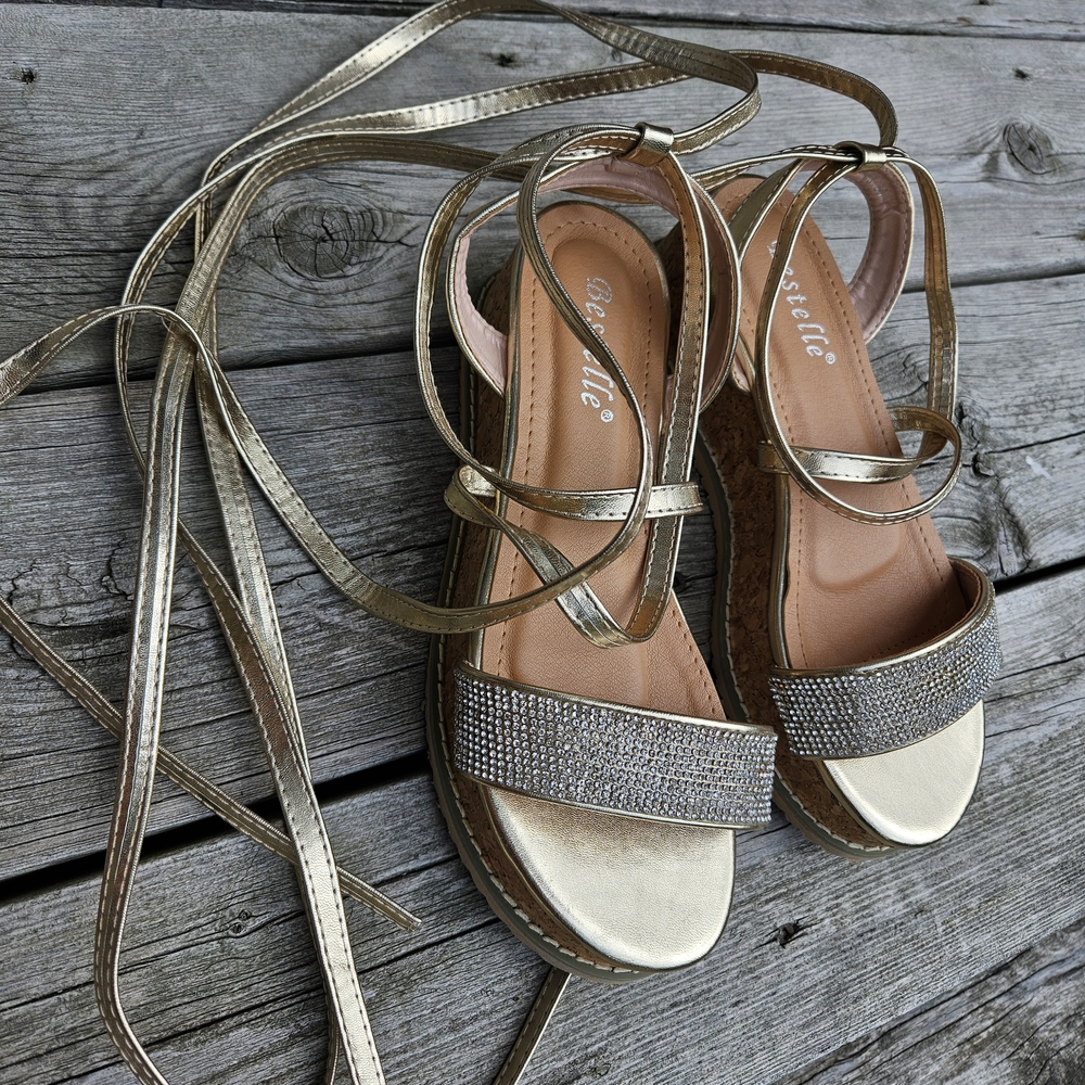Elegant Gold Strappy Sandals
